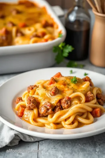 Cheesy Ground Beef Pasta Delight presentation