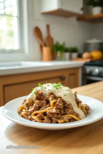 Ground Beef with Creamy Alfredo Sauce steps