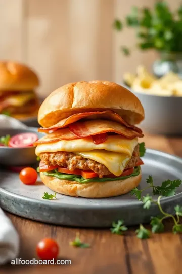 Turkey Bacon Lasagna Burger presentation