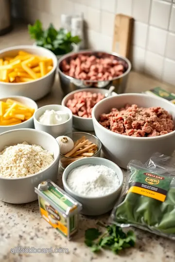 Ground Beef Alfredo ingredients