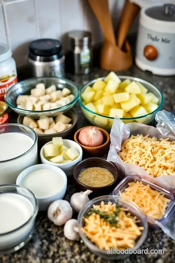 Creamy Scalloped Potatoes and Ham in a Slow Cooker ingredients