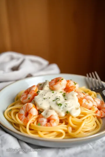 Quick Shrimp Fettuccine Creamy Alfredo Dish presentation