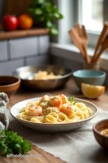 Quick Shrimp Fettuccine Creamy Alfredo Dish steps