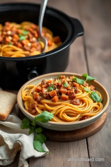 Crockpot Taco Spaghetti Delight presentation