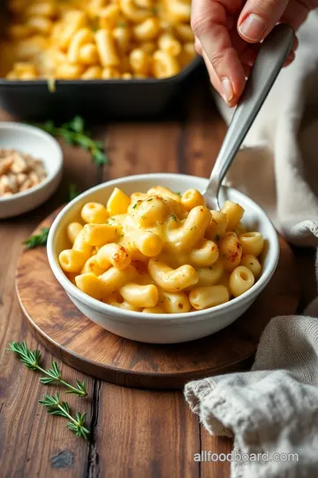 Decadent Creamy Baked Mac and Cheese presentation