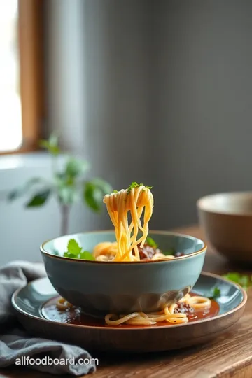 Quick Mongolian Ground Beef Noodles presentation