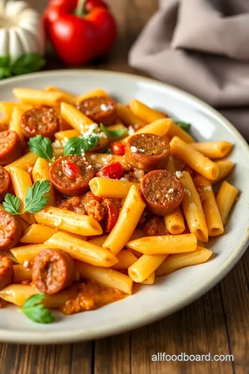 Spicy Roma Sausage Pasta presentation