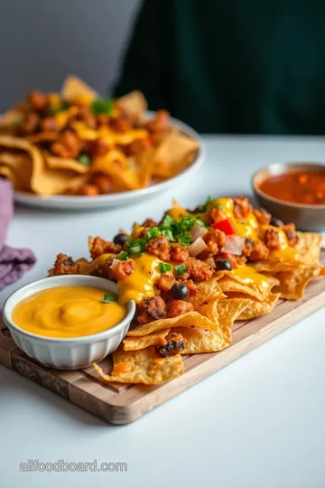 Fried Potato Nachos with Cheesy Delight presentation