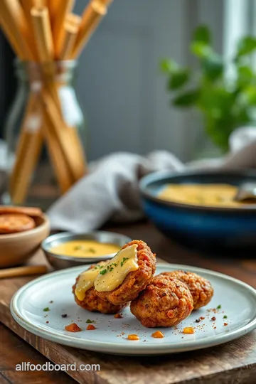 Fried Rattlesnake Bites with Spicy Cheese presentation