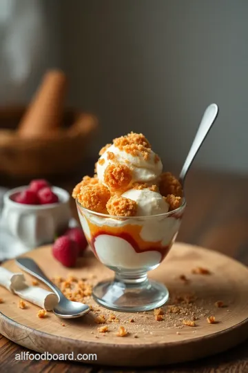 Fried Vanilla Ice Cream with Crunchy Bliss presentation