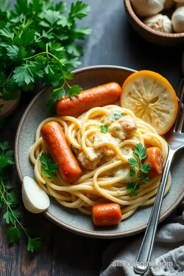 Garlic Sausage Alfredo Rigatoni Delight ingredients