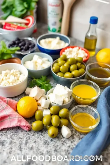 Greek food olives stuffed with cheese ingredients