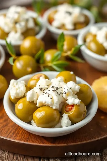 Greek food olives stuffed with cheese presentation