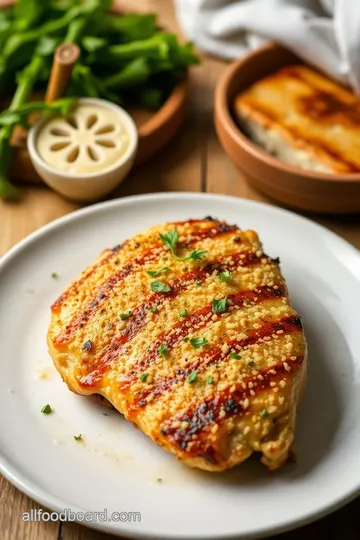 Grilled Chicken with Garlic Parmesan Crust presentation