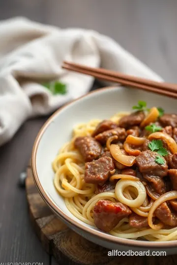 Hearty French Onion Beef & Noodles presentation