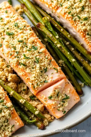 Herb-Crusted Baked Salmon with Zesty Lemon-Dill Sauce presentation