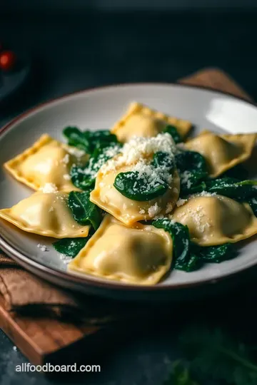 Homemade Ravioli with Ricotta and Spinach Filling presentation