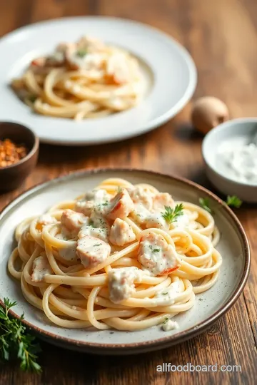 Indulgent Crab Fettuccine Alfredo Delight presentation