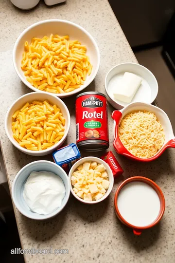 Creamy Rotel Pasta ingredients