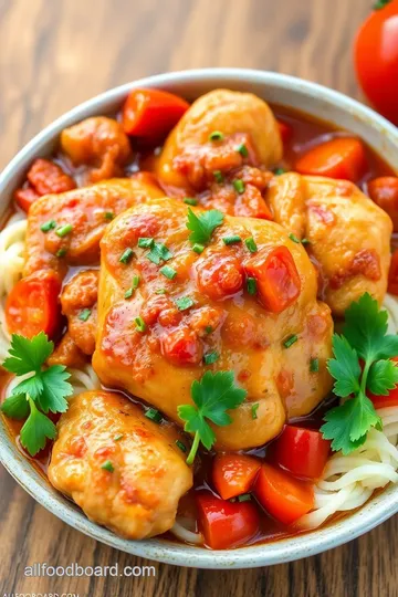 Pink Crock Pot Chicken Cacciatore presentation