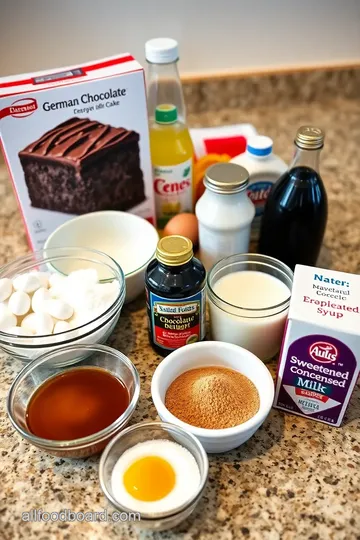 German Chocolate Poke Cake ingredients