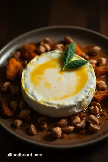 Pumpkin Spice Baked Brie with Hazelnuts & Sage presentation