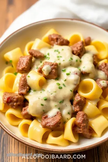 Cheesesteak Tortellini - Rich Provolone Sauce presentation