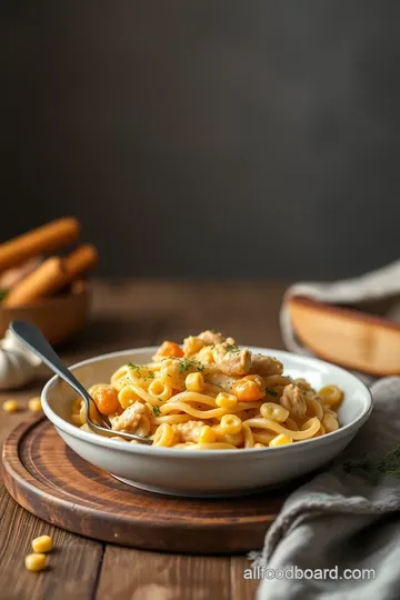 Quick Chicken Corn Pasta with Creamy Sauce presentation