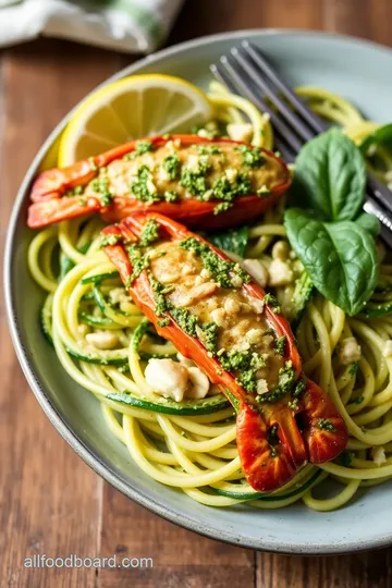 Pesto Langostino Zucchini Noodles presentation