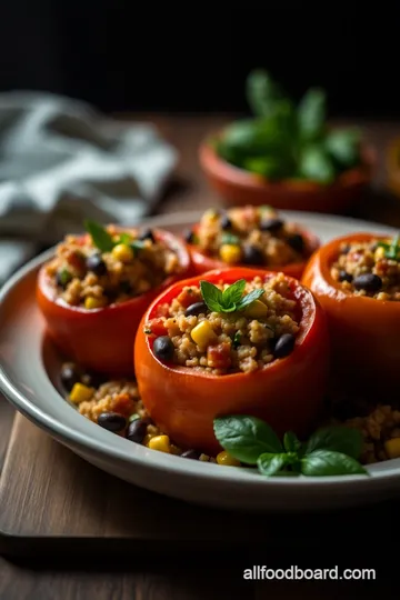 Savory Stuffed Peppers with Quinoa and Black Beans presentation