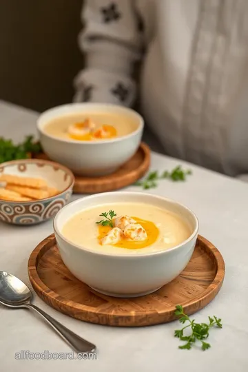 Luxurious Crab Bisque: Creamy Seafood Delight presentation