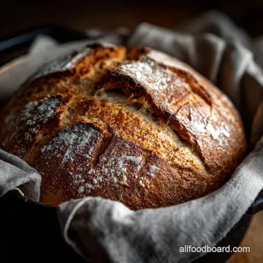 3Hour Quick No Knead Bread Rustic Dutch Oven Loaf Recipe Card