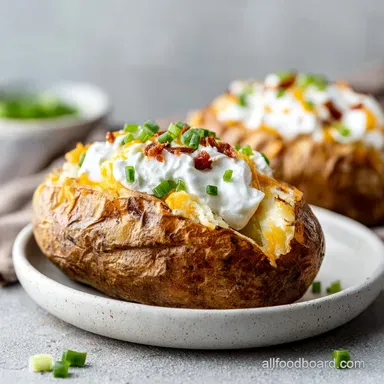 Air Fryer Baked Potato for 4 Servings with Crispy Skin Recipe Card