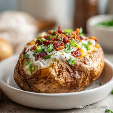 Baked Potato in Air Fryer for 4 Servings with Crispy Skin Recipe Card