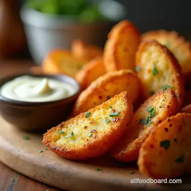 Crispy Air Fried Potato Wedges with Garlic Aioli Easy Recipe Card