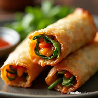 Air Fryer Vegetable Spring Rolls Crispy Easy Recipe Card