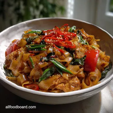 Authentic Pad Kee Mao Recipe Drunken Noodles Stree: Sizzle Spice Recipe Card
