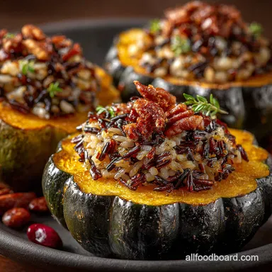 Autumn Harvest Wild Rice Stuffed Acorn Squash