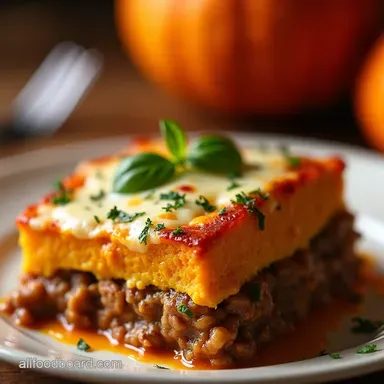 Beef Pumpkin Lasagna Recipe Autumn Comfort Food at Its Best Recipe Card