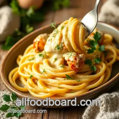 Easy & Flavorful Bake Chicken Pasta with Creamy Garlic Sauce Recipe Card