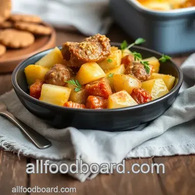 Hearty Baked Meat and Potatoes - Comforting Casserole: A Family Favorite Recipe Card