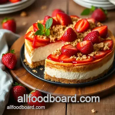 Bake Strawberry Cheesecake with Crunchy Topping Recipe Card