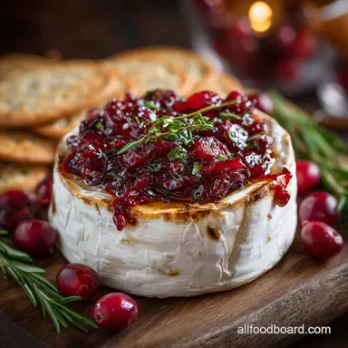 Quick Yuletide Baked Brie Spiced Cranberry Relish Christmas Party Dips Recipe Card