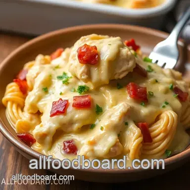 Easy & Juicy Baked Cheddar Chicken Alfredo with Bacon: A Family Favorite Recipe Card