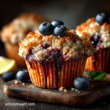 The Best HighDome Blueberry Muffins with Crumb Topping Recipe Card
