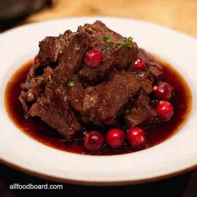 Balsamic Cranberry Braised Beef Elevated Comfort Recipe Card