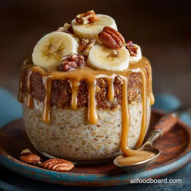 Healthy Banana Nut Bread Overnight Oats Cozy Easy PrepAhead Breakfast Recipe Card