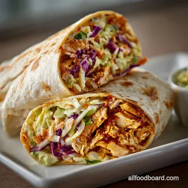 BBQ Chicken Coleslaw Wraps Recipe for 4 Recipe Card