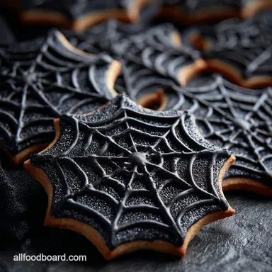 Halloween Cookies: Ultimate Midnight Black Spiderweb Sugar Cookies Recipe Card