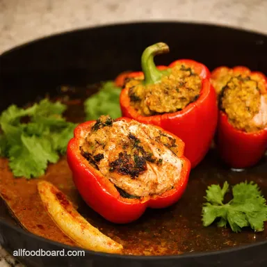 Blackened Salmon Stuffed Peppers A Seafood Fiesta Recipe Card